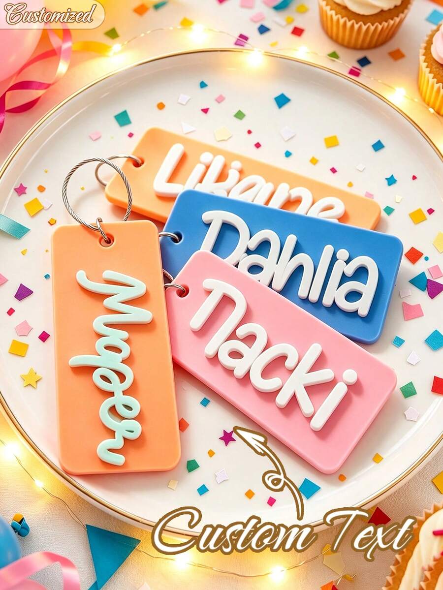 Custom Name Keychain Minimalist Acrylic Tag, Custom Name Backpack Charm, School Name Tag, Lunch Bag Tag, Acrylic Keychain, Back To School Custom Name Tag - Multicolor - View 1