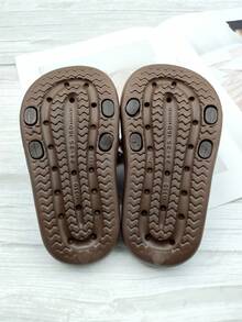 1 Pair Girls Leopard Print Slippers, Fashionable And Cute Flat Slippers, Suitable For Indoor And Outdoor Wear All Seasons - Chocolate Brown - View 4
