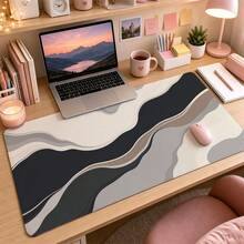 4pcs Minimalist Abstract Desk Mat, 4 Styles Available, Modern Ink Flow, Sage Arch, Sunset Line And Geometric Pattern Large Extended Mouse Pad, Non-Slip Rubber Base, Stitched Edge Keyboard Mat For Office, Home, Study, Computer Desk Decor - View 5