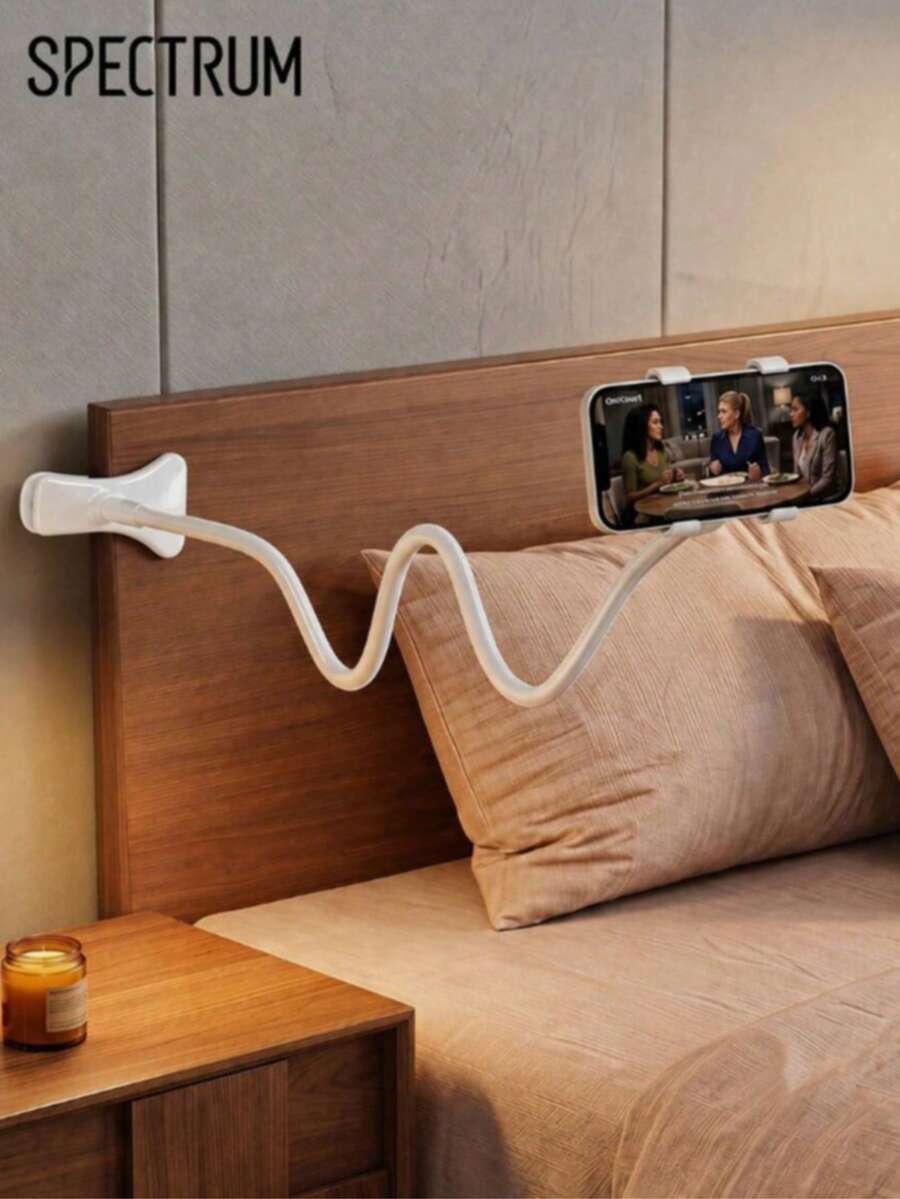 Flexible Phone Holder, Adjustable Long Arm Slouchy Phone Stand. Minimalist White Bedside Smartphone Holder, Suitable For Watching Movies And Reading. - Thickened Version - View 1