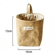 Linen Hanging Storage Basket, Foldable Small Fabric Storage Bucket, Wall-Mounted Storage Bag, Suitable For Home Desk Wardrobe Miscellaneous Items, Multiple Pattern Lining, Back To School Essential, Back To School Gift - Round - View 9