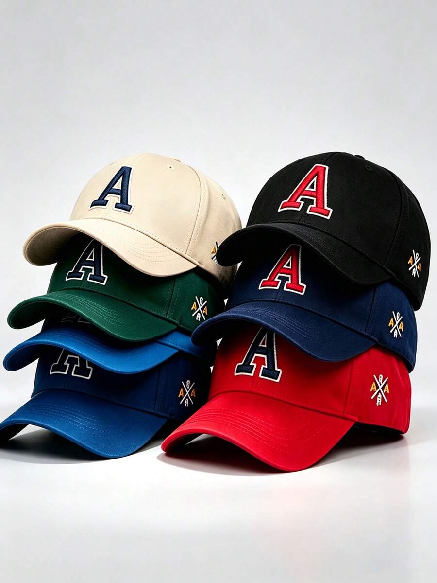 1pc Letter A Embroidered Side Cross AR Printing Hats For Men, Adjustable Design, Perfect For Parties, Hiking, And Sun Protection