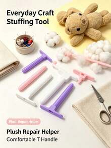 3D Printed Doll Stuffing Tool Set - Ergonomic Handheld Stuffing Assistant, Suitable For Plush Toys, Crochet Dolls And Knitted Dolls, Complete DIY Stuffing Kit For Plush Animal Making, Repair, Handmade Crafts (Suitable For Crochet Dolls, Doll Stuffing Tools) - Multicolor - View 3