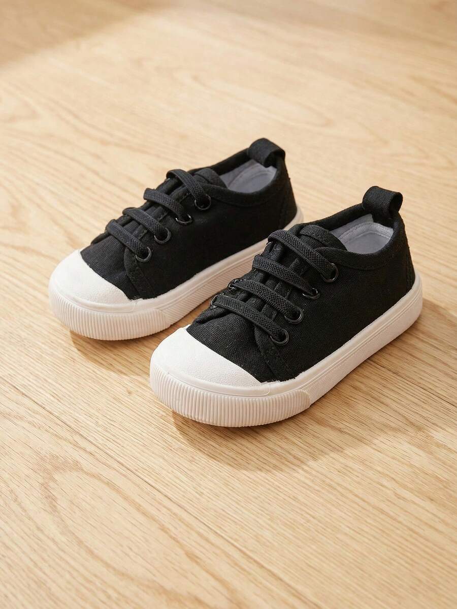 Unisex Kids Black Canvas Classic Versatile Retro Eyelet Lace-Up ...