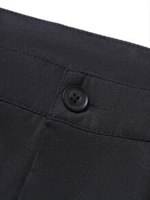 Black 3D Segmented Wide Leg Casual Pants, Curved Stitching Loose Straight Leg American Style Long Pants For Men - Black - View 9