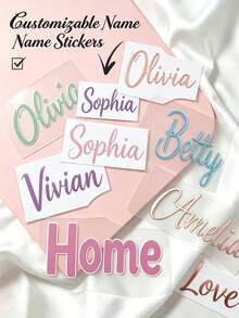Customized Name Stickers Waterproof Vinyl Stickers, 1-30Pcs Creative Handwritten Artistic Fonts Suitable For Bridesmaid Gifts, Birthday Party Decorations Applicable To Car Body, Hood, Windows, Shop Fronts, Etc. Can Customize Team Names - Multicolor - View 2