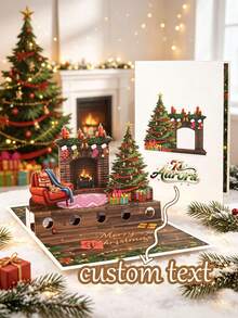 Personalized Custom 3D Pop-Up Christmas Card, Christmas Tree, 3D Greeting Card, Featuring Snowy Village And Christmas Tree, Merry Christmas Card Suitable For Women, Men, Mothers, Fathers, Daughters, Sisters, Wives, Friends And Family - Single Piece - View 9