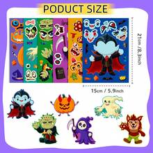 6pcs Halloween Monster Cartoon Sticker Set, Waterproof Removable Reusable Kids Craft Stickers, Vampire Mummy Pumpkin Cute Decorative Stickers, Party DIY Scrapbook Small Gifts, Suitable For Birthday, New Year, Valentine's Day, Easter, Children's Day, Back To School, Halloween, Thanksgiving And Christmas Gifts - Multicolor - View 6