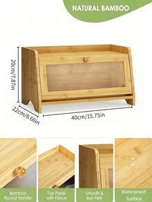 Bamboo Bread Box For Kitchen Countertop, Large‑Capacity Bread Keeper With Clear Window, Dust‑Proof Moisture‑Resistant Storage Bin Keeps Bread & Pastries Fresh, Perfect For Home Kitchen, Pantry, Families & Baking Lovers - Multicolor - View 5