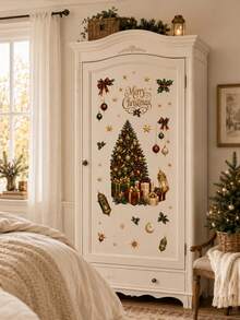 SUPSTICKER 1 Sheet Christmas Wall Stickers, Christmas Tree Gift Balloon & Ornament Design, 12.8*18.6 Inch, Home Party Decor - Christmas - View 6