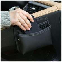 Car Seat Side Storage Bag, Small Organizer, PU Leather Multi-Function Center Console Side Storage Pouch, Car Seat Side Organizer, 7.28x6.10 Inch Waterproof Car Storage Bag, Durable Non-Slip Car Interior Accessory, Suitable For Most Cars, SUVs, Trucks - A - View 9