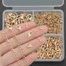 150pcs/300pcs KC Golden DIY Handmade Extension Chain Jewelry Making Kit, Includes (12*7mm) Lobster Clasp, (7*5mm) Jump Rings, Water Drop Pendant, 5-Section Chain, Suitable For DIY Beaded Tail Chain, Jewelry Extension Chain, Jewelry Clasp, Open Connector Ring, Hand & Foot Jewelry Connector, Jewelry Accessories Handmade Craft Materials - Accessory Set - View 2