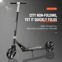Non-Electric Folding Two-Wheeled Scooter/Scooter For Adults - Folding Giant Scooter With Brake, Durable Metal Housing, Cat Polyurethane (Non-Electric), Random Colour - Multicolor - View 2