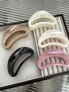 1pc Minimalist Large Hollow Hair Claw, Premium Curved Hair Claw, Suitable For Daily Commute Hairstyling And Hair Bundling, Versatile Everyday Gift - Multicolor - View 9