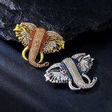 1pc Vintage Exaggerated Elephant Head Animal Brooch, Zinc Alloy Rhinestone Inlaid Men's Women's Suit Jacket Backpack Hat Pin Accessory, Suitable For Party Wear, DIY Accessory - Elephant Head - View 2
