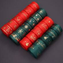 5 Yards 2.5cm Gold Foil Polyester Green Red Christmas Satin Ribbon Bows, Christmas Snowflake Christmas Tree Snowman Print Ribbon Webbing For DIY Christmas Party Decoration Gift Wrapping Bows Crafts - Christmas Collection - View 9