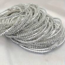 Bộ 12 vòng tay tennis bóng bẩy cho nữ, thiết kế co giãn, vừa mọi cỡ cổ tay, phong cách Ins tinh tế - Bộ 12 vòng tay - Xem 11