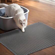 1pc Double Layer Cat Litter Mat Non-Slip Pet Cleaning Mat Litter Trapper Mat Waterproof Cat Dog Litter Box Mat - Grey - View 6