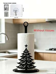 Christmas Theme Vertical Kitchen Paper Towel Holder, Santa Claus/Christmas Tree Design Holiday Home Decor Countertop Paper Towel Storage Rack - Multicolor - View 11