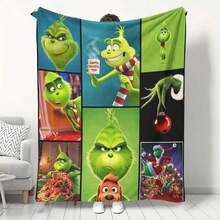The Grinch بطانية قيلولة ناعمة ومريحة 1 قطعة من الفلانيل الحديثة - شجرة عيد الميلاد - بطانية قيلولة من البوليستر - طباعة رقمية حرفية، مناسبة للأريكة والسرير والسفر وديكور المنزل والمكتب - متعدد الألوان - مشاهدة 1