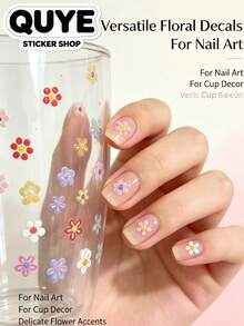 1 Set Aesthetic Stickers, Laptop Phone Decorative Decals, Vibrant Multi-Color Floral Pattern, Glossy Jelly Texture, Self-Adhesive, Notebook Water Bottle Phone Case Decoration Accessories - Jelly Flower - View 2