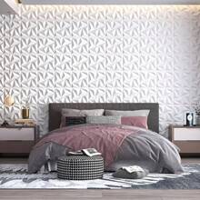 Diamond Style 3D Wall Panel, PVC Modern Geometric Triangle Embossed Wall Sticker, Waterproof Noise-Reducing Decorative Wall Panel, Suitable For Living Room, Bedroom, TV Background Wall, Office, Home Theater, Indoor Home Decor, White And Black Optional - 3D Wall Panels - View 8