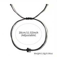 1pc Women/Men Fashion Bracelet, Vintage Style Lucky Friendship Rope Natural Stone Cross Adjustable Bracelet, Suitable For Casual & Vacation Wear, LION - Black - View 2
