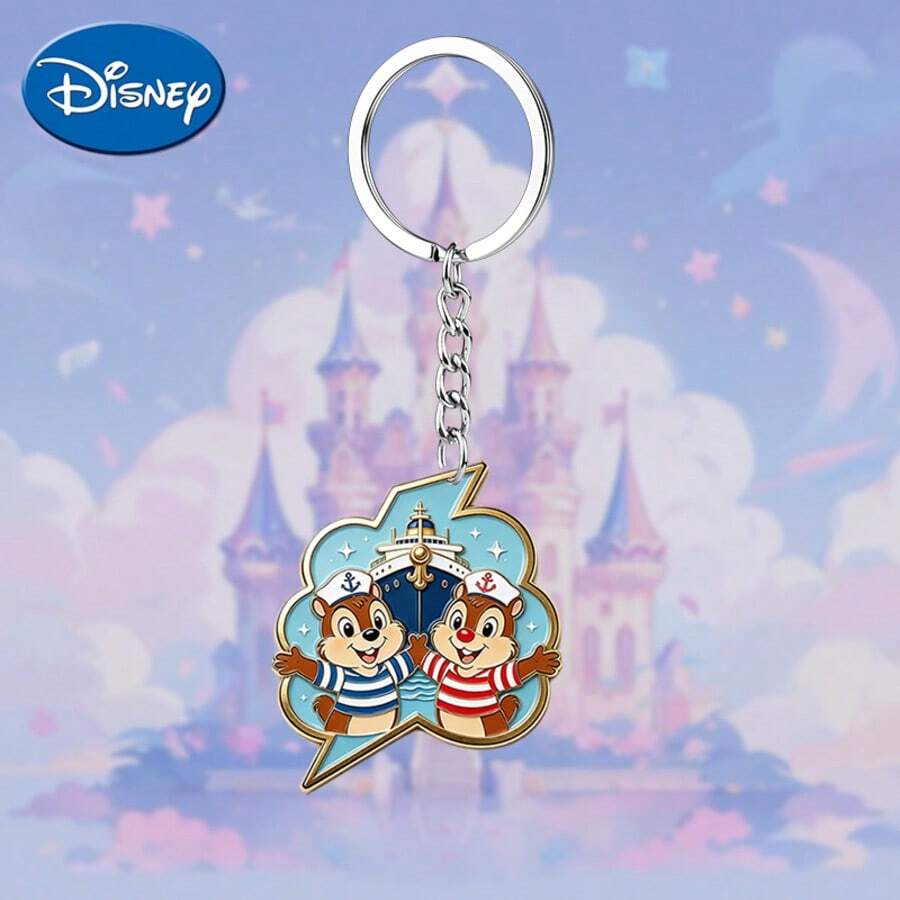 1pc Cute Cartoon Disney Squirrel Brothers Keychain, Kawaii Character Pendant Key Ring, BiU Heart Print Bag Charm, Birthday Gift For Teenagers And Women, Backpack Handbag Car Accessory, Cute Keychain, Women's Keychain, Men's Key Chain, Keychain Pendant, Car Accessory, Back To School, Cool Charm - Multicolor - View 1