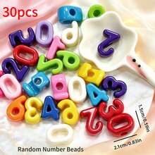 30/50pcs Acrylic Random A-Z Bold Letter And Number Beads, Mixed Color Loose Beads For Jewelry Making, DIY Friendship Bracelets, Necklaces, Bag Charms, Keychain Crafting, Personalized Gifts, Adult Handmade Materials - Multicolor - View 14