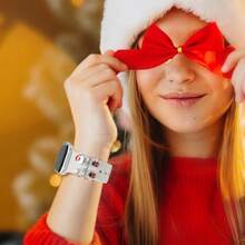 3pcs Cute Colorful Christmas Reindeer & Santa Claus Watch Band Decorative Rings, Multiple Styles Available, Compatible With Apple Watch Band Decoration, Perfect For Holiday Wear - Silver - View 4