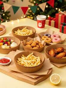 1/50/100/200pcs Square Disposable Air Fryer Liners (6.3 Inch/8 Inch), Paper Air Fryer Liners, Paper Basket Bowls, Baking Trays, Oven Accessories, Baking Tools, Kitchen Gadgets, Kitchen Accessories - Multicolor - View 4