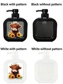 2 Colors Highland Cow Sunflower Soap Dispenser, Refillable Pump Plastic Lotion Bottle, Farmhouse Style Decorative Hand Soap Dispenser, Suitable For Bathroom Kitchen Sink Countertop, Ideal Housewarming Birthday Home Gift - Pump-action Travel Bottles - View 4