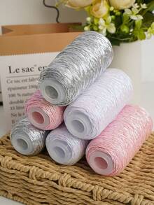 Shiny Metallic Crochet Thread – 50g Gold & Silver Twisted Steel Wire, Ideal For DIY Handbags, Summer Totes, Sun Hats, And Christmas/Halloween Decorations - 50g/1PC - View 2