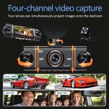 4‑Channel Panoramic 1080P Car Dashcam, 4‑Screen Simultaneous Display, HD Night Vision, WDR Technology, Built‑In G‑Sensor, Loop Recording, 24‑Hour Parking Monitoring Auto Accessory, For Driving & Road Trip Travel Use - A - View 5