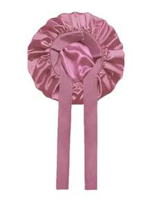 Women's Double-Layer Reversible Solid Color Silky Satin Comfortable Home Daily Sleep Hair Care Styling Cap - A - View 14