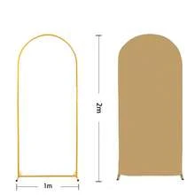 卡其色拱門背景布 5ft/6ft/6.6ft/7.2ft 婚禮拱門套布 雙面彈力布 圓頂拱門背景布 適用生日派對婚禮拱門框架裝飾（不含拱門框架，僅提供背景布） - 卡其色 - 查看 14