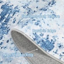 Techigher Modern Abstract Area Rug, Large Washable Living Room Rug, Ultra-Soft Non-Slip Bedroom Carpet & Foldable Floor Mat - Light Blue - View 4