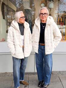 Women's Faux Fur Hooded Pocket Jacket - Perfect Choice For Autumn/Winter - White - View 9