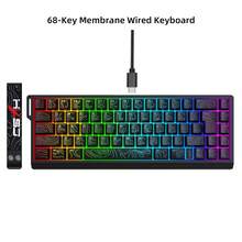 HXSJ A New V68 68 Key Wired Membrane Keyboard, RGB Lighting, USB-C Detachable Cable, Contoured Keycaps, Portable, Plug And Play, For Gaming, Home Office Use - View 12