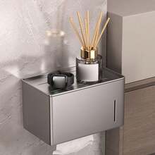 1pc Multifunctional Carbon Steel Fashion Facial Tissue Box, Minimalist No-Drill Wall-Mounted Storage Rack With Shelf, Easy Installation Rust-Proof, 3 Colors Available, Perfect For Small Bathroom And Kitchen Storage, Enhancing Home Decor Style - Multicolor - View 15
