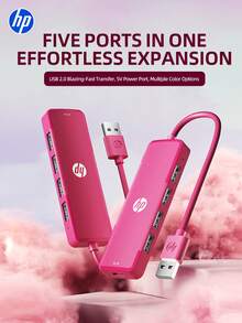 HP 4-in-1 Docking Station, DHC-CT100D, USB-A 2.0, Merah Mawar, 1-ke-4, USB2.0*4, Tipe-C*1, Transfer File Efisiensi Tinggi, Stasiun Docking Multifungsi Portabel - View 4