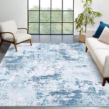 Techigher Modern Abstract Area Rug, Large Washable Living Room Rug, Ultra-Soft Non-Slip Bedroom Carpet & Foldable Floor Mat - Light Blue - View 11