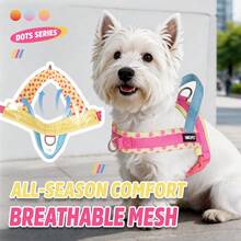 2pcs Dog Harness And Leash Set | Durable Polyester Webbing . Polka Dot Print Thickened Neoprene Soft Padding . Anti-Burst Anti-Escape; Non-Chafing Leash Handle, Round Rope Durable And Strong, Suitable For Medium Dogs Indoor And Outdoor Use - Multicolor - View 5