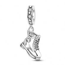 1pc Silver Plated Vintage Boot Pendant - Silver - View 1