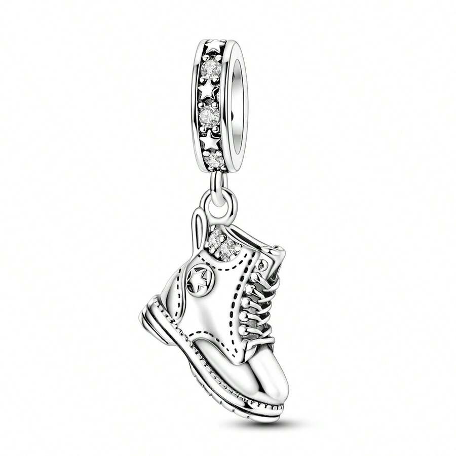 1pc Silver Plated Vintage Boot Pendant - Silver - View 1
