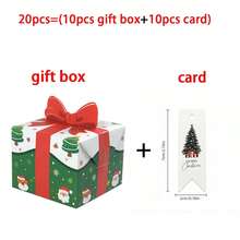 20pcs (10pcs Gift Box + 10pcs Tag) Christmas Gift Boxes With Red Ribbon Bow Design, Green Christmas Tree, Santa Claus, Snowflake Pattern Candy Gift Boxes, Suitable For Christmas, Wedding, Birthday Party Foldable Packaging Boxes, Holiday Party Home Table Decoration, Best Gift For Friends And Family - View 13