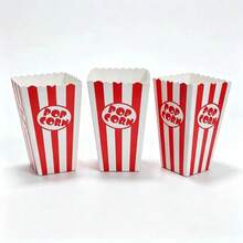 1/15/25/35/50/100pcsPack Kotak Popcorn Bergaris Merah - Wadah Popcorn dan Permen Kertas Mini untuk Pesta Karnaval, Perlengkapan Pesta untuk Malam Menonton Film - View 5