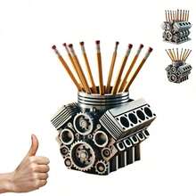 10pcs Pen Holder With V8 Engine, Business Card Pencil Holder V6 Engine Model Block Business Card And Pen Holder 3D Printed Car Accessories For Men Desk Organizer - Sets - View 7