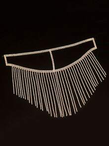 New Tassel Women's Exaggerated Unique European And American Halloween Party Makeup Ball Rhinestone Face Mask - Gold - View 2