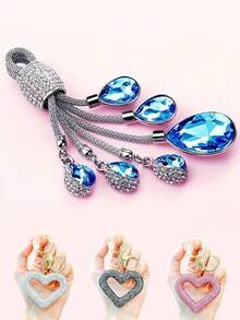 1pc Car Keychain, Reflective Crystal Effect Key Chain, Bag Decoration, Car Key Accessory, Shiny Keychain Accessory (Includes Key Installation Tool), Backpack Decoration - Multicolor - View 10